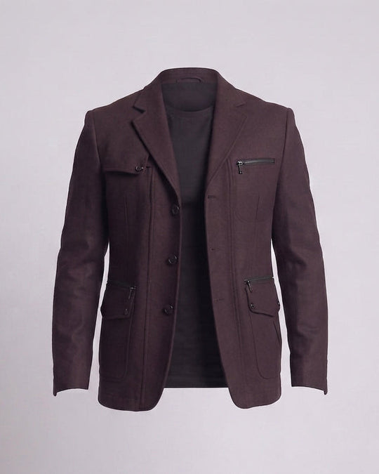 Herrenjacke-Blazer aus Wollmischung mit dekorativem Reißverschluss und aufgesetzten Taschen Shop Nory