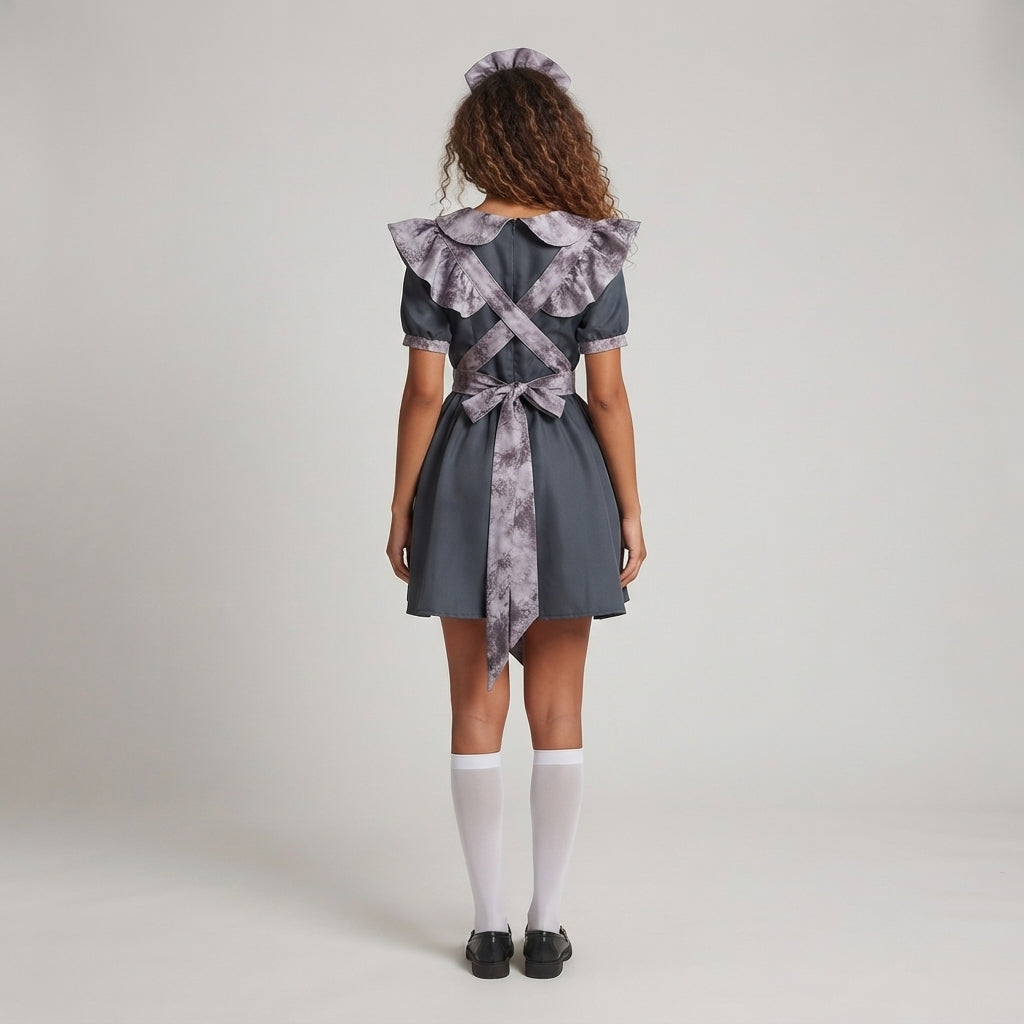 Damen Verspieltes Dienstmädchenkleid mit Haube und Rüschendetails Shop Nory