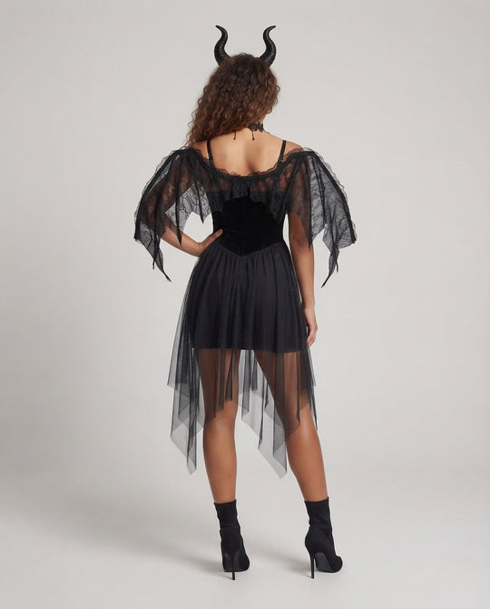 Damen verführerisches Gothic Kleid mit transparenten Tüll-Röcken Shop Nory
