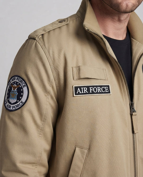 Herren gepolsterte Bomberjacke im Military-Look mit Teddyfutter, Stehkragen & Badge Shop nory