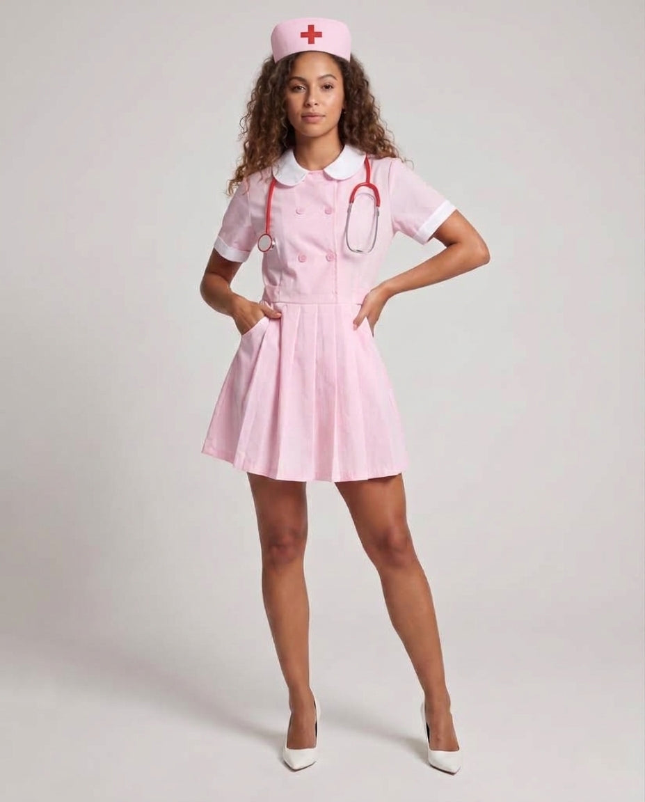 Damen Krankenschwester Kostüm mit Plissee-Design Shop Nory