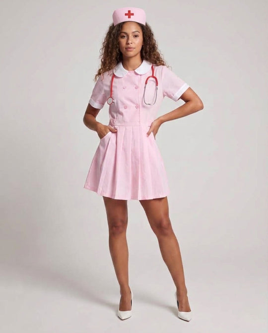 Damen Krankenschwester Kostüm mit Plissee-Design Shop Nory