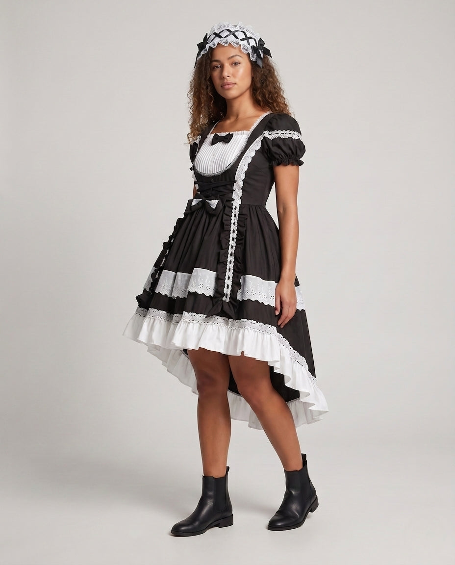 Damen Zeitloses Lolita-Kleid mit Rüschendetails und Puffärmeln Shop Nory