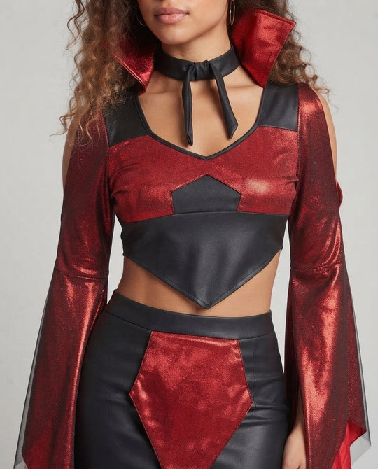 Damen Teufels Kostüm mit voluminösen Ärmeln und schillerndem Tüllrock Shop Nory