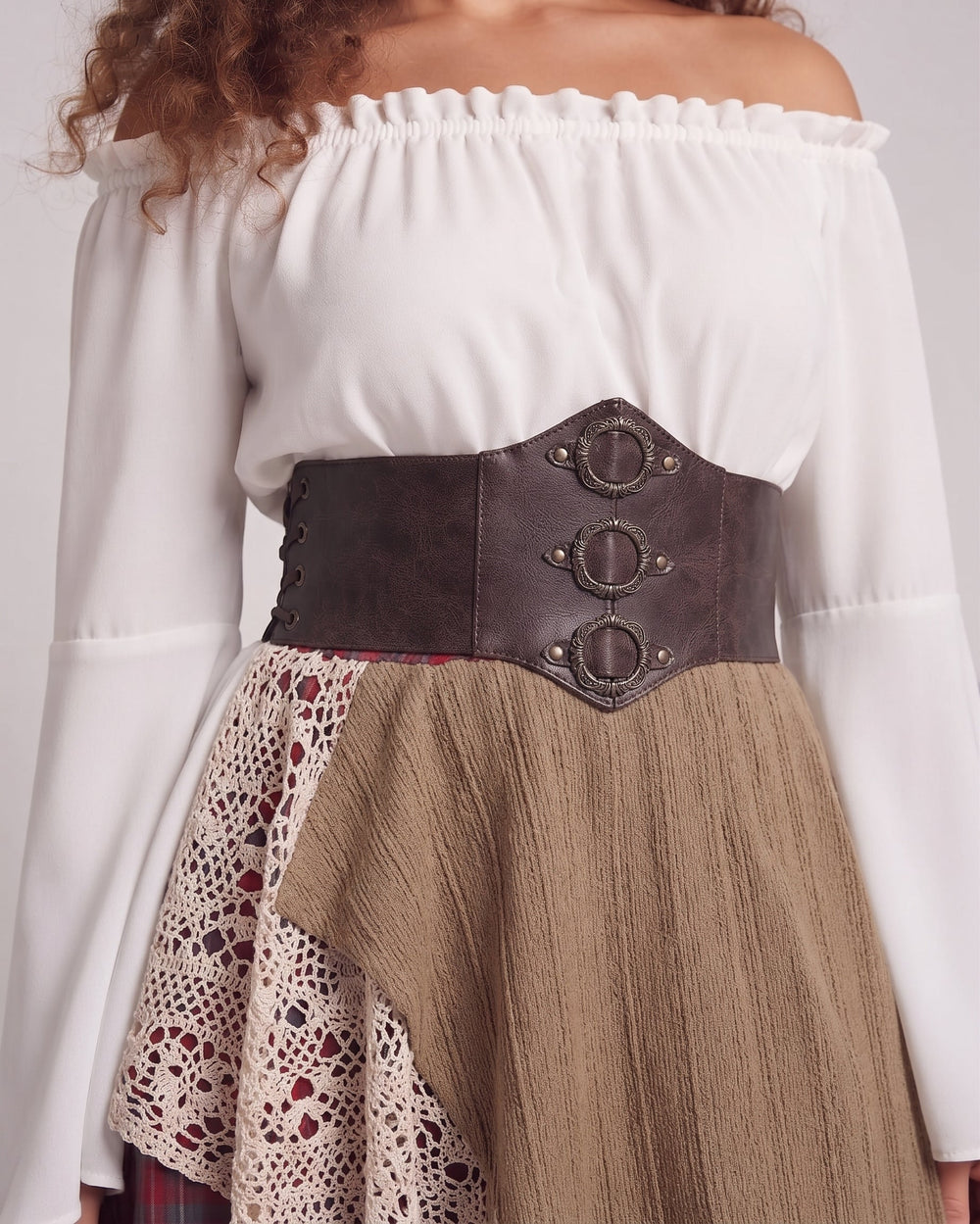 Damen romantisches Maxikleid mit weiten Ärmeln und Taillen-Corsage Shop Nory