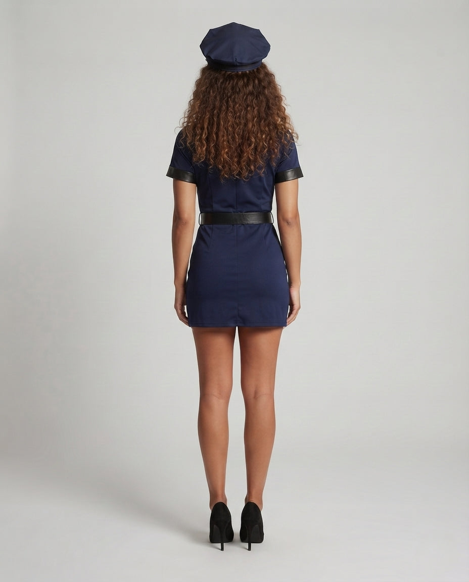 Damen Polizeiuniform-Kleid mit figurbetontem Schnitt und glänzenden Akzenten Shop Nory