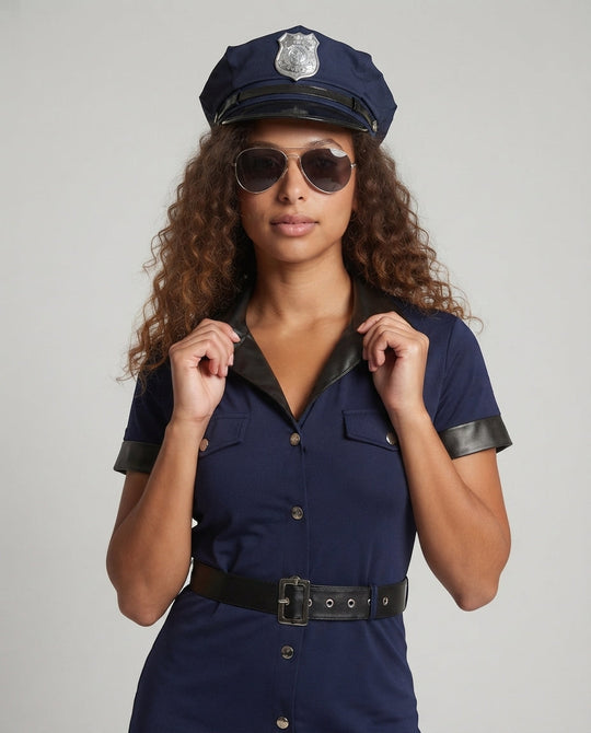 Damen Polizeiuniform-Kleid mit figurbetontem Schnitt und glänzenden Akzenten Shop Nory