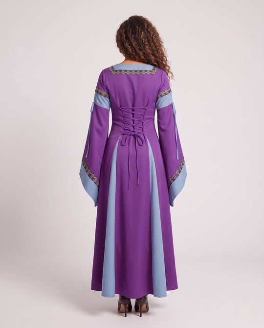 Damen Historisches Kleid mit langen, fließenden Ärmeln und dekorativem Schnürdetail Shop Nory