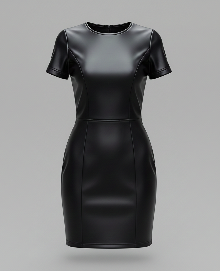 Damen Kunstleder Minikleid Figurbetont