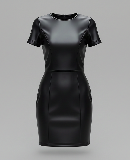 Damen Kunstleder Minikleid Figurbetont