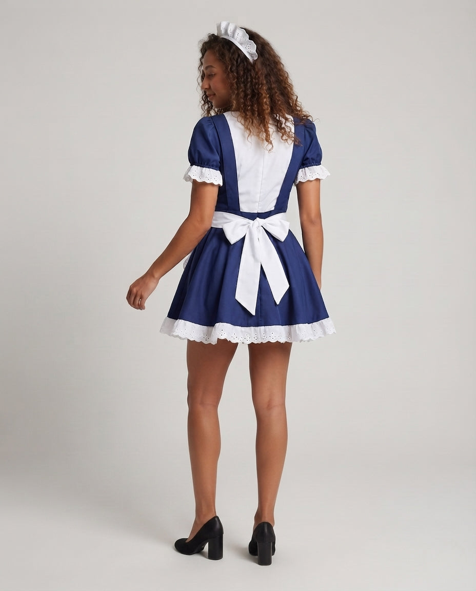 Damen verspieltes Dienstmädchen-Outfit mit Rüschendetails und Schürze Shop Nory