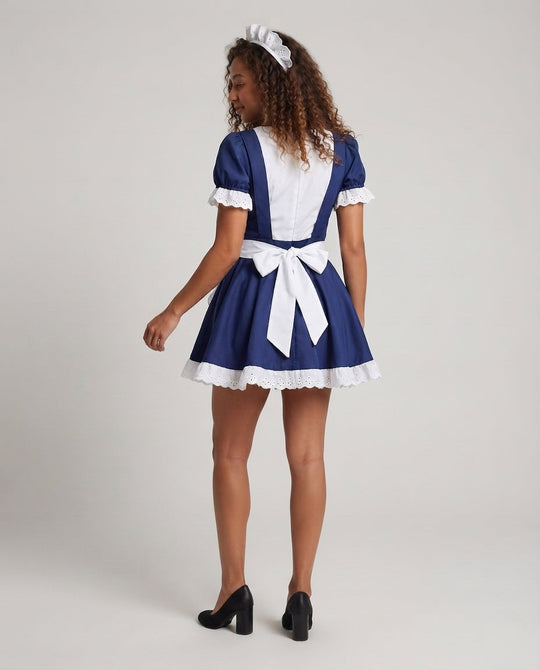 Damen verspieltes Dienstmädchen-Outfit mit Rüschendetails und Schürze Shop Nory