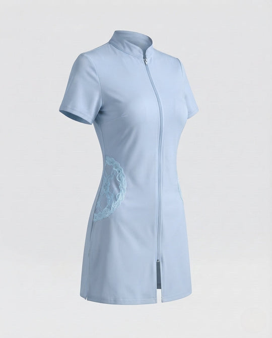 Damen sexy Krankenschwester Kostüm mit Zipper und Strumpfhalter Shop Nory