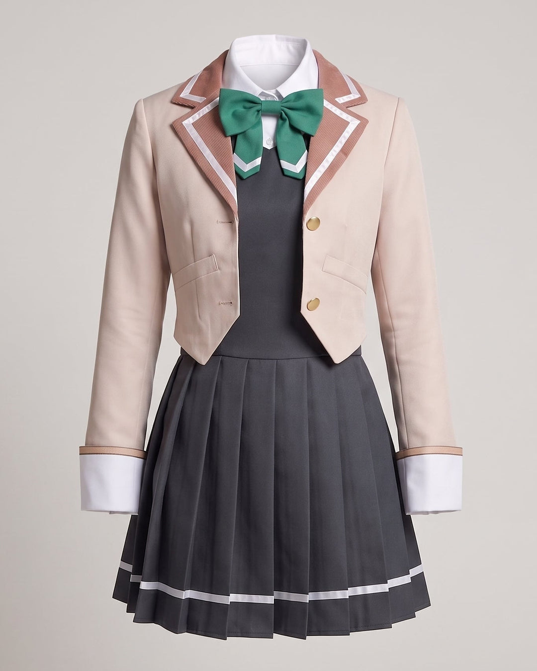 Damen elegantes Schuluniform-Kostümset mit Sakko, Hemd, Weste und Krawatte Shop Nory
