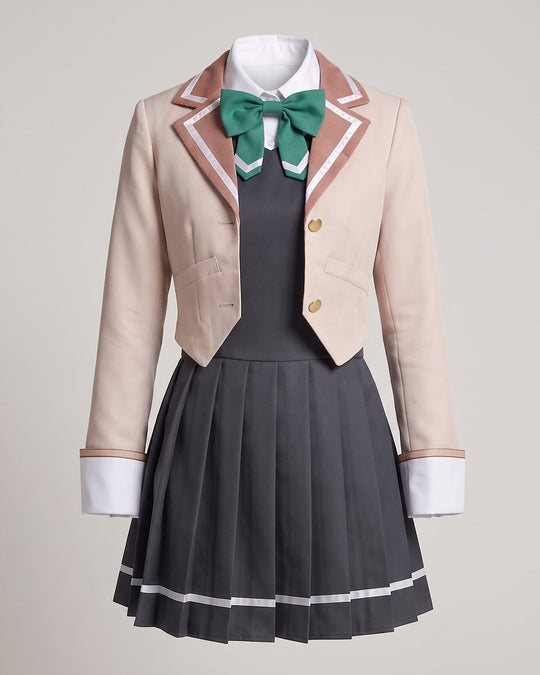 Damen elegantes Schuluniform-Kostümset mit Sakko, Hemd, Weste und Krawatte Shop Nory
