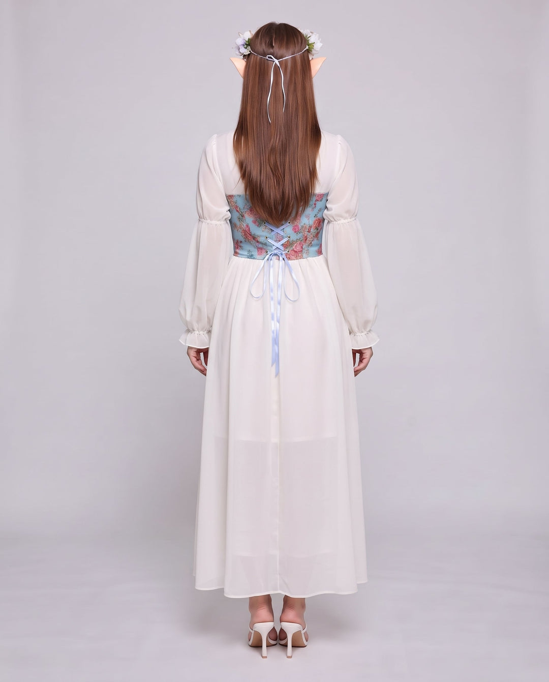Frauen romantisches Maxikleid mit Rüschen und floralem Muster Shop Nory