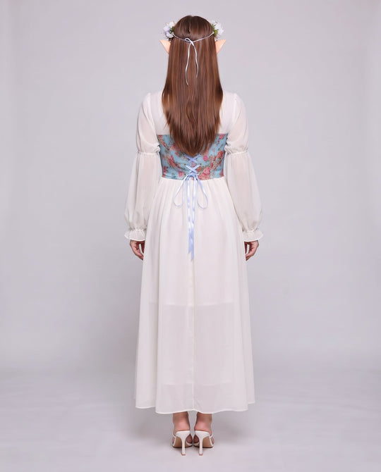 Frauen romantisches Maxikleid mit Rüschen und floralem Muster Shop Nory
