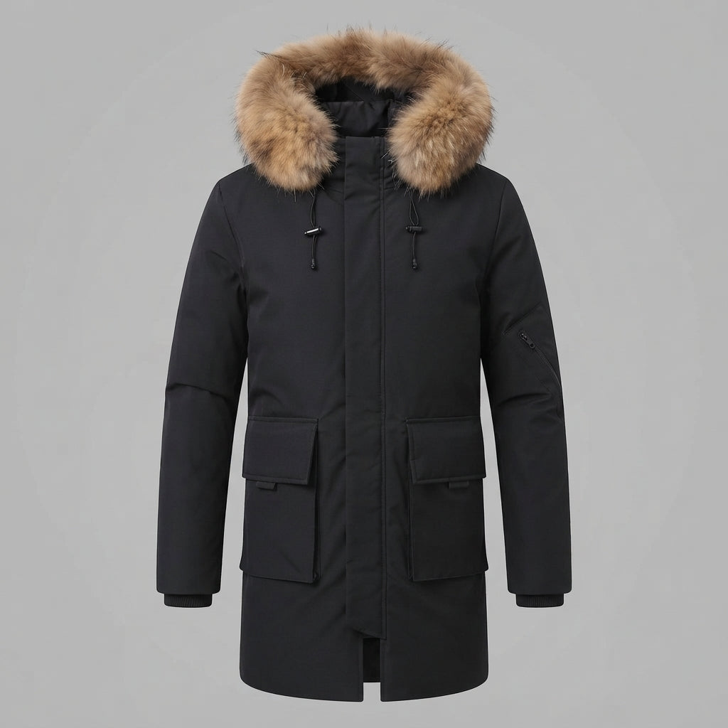 Herrenmode Winterjacke mit Kunstfellkragen Shop Nory