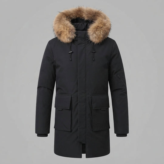 Herrenmode Winterjacke mit Kunstfellkragen Shop Nory