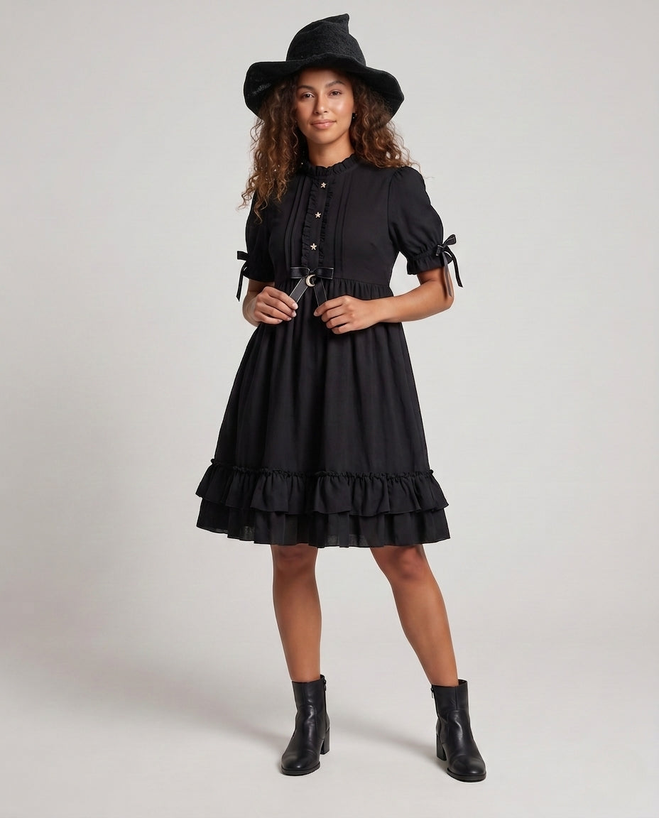 Damen verspieltes Rüschendetail Kleid Shop Nory