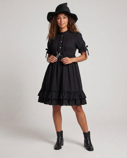 Damen verspieltes Rüschendetail Kleid Shop Nory