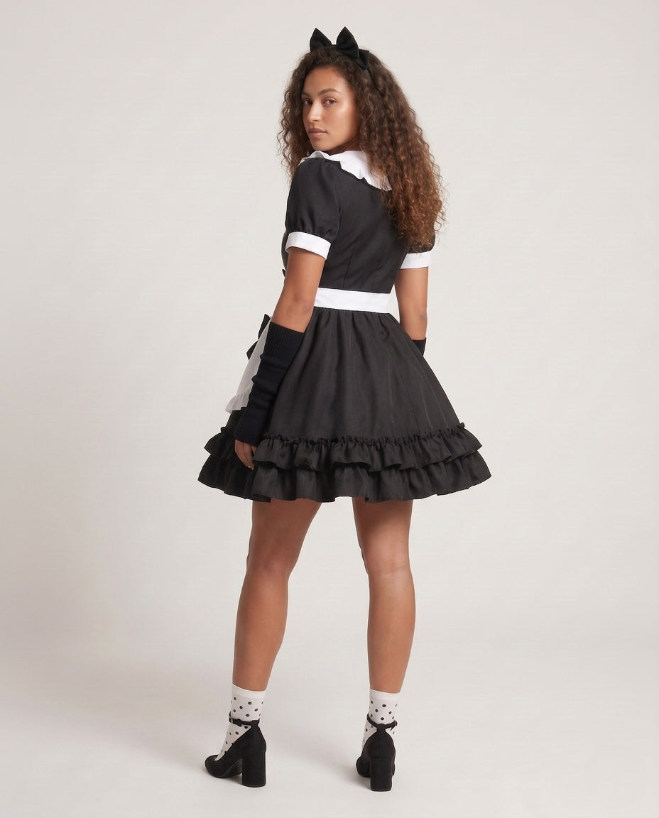 Damen verspieltes Rüschenkleid mit Schleifen und Kapuze Shop Nory