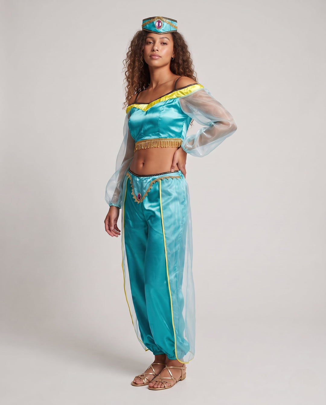 Damen Märchenhaftes orientalisches Kostüm mit transparenten Ärmeln und verzierten Details Shop Nory