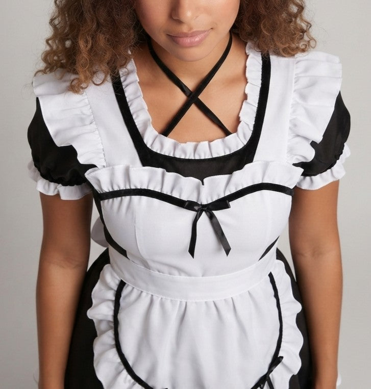 Damen lustiges Dienstmädchenkleid mit Rüschendetails und Schürze Shop Nory