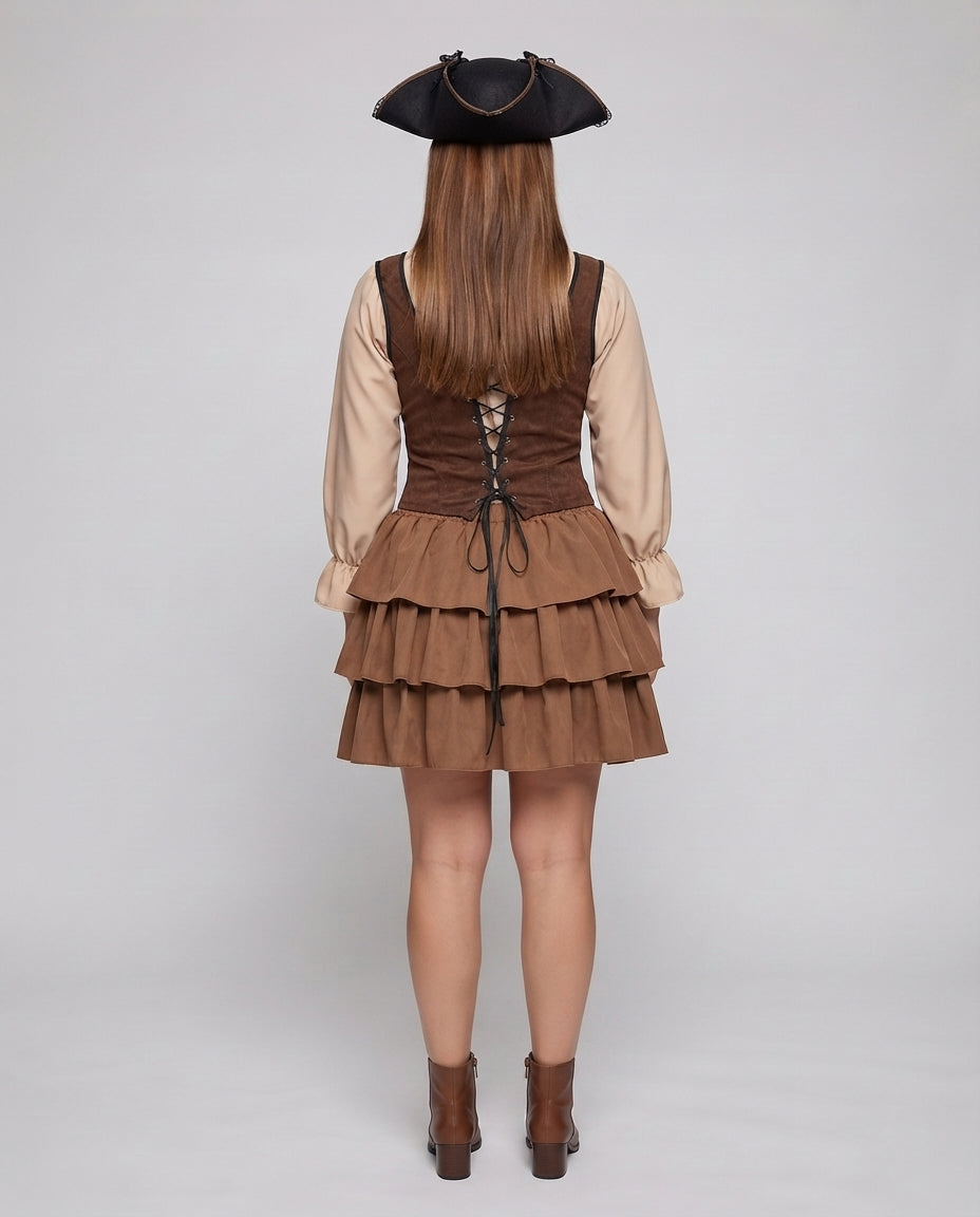 Damen Piratenkostüm mit stylischem Volant und eleganter Schnürung Shop Nory