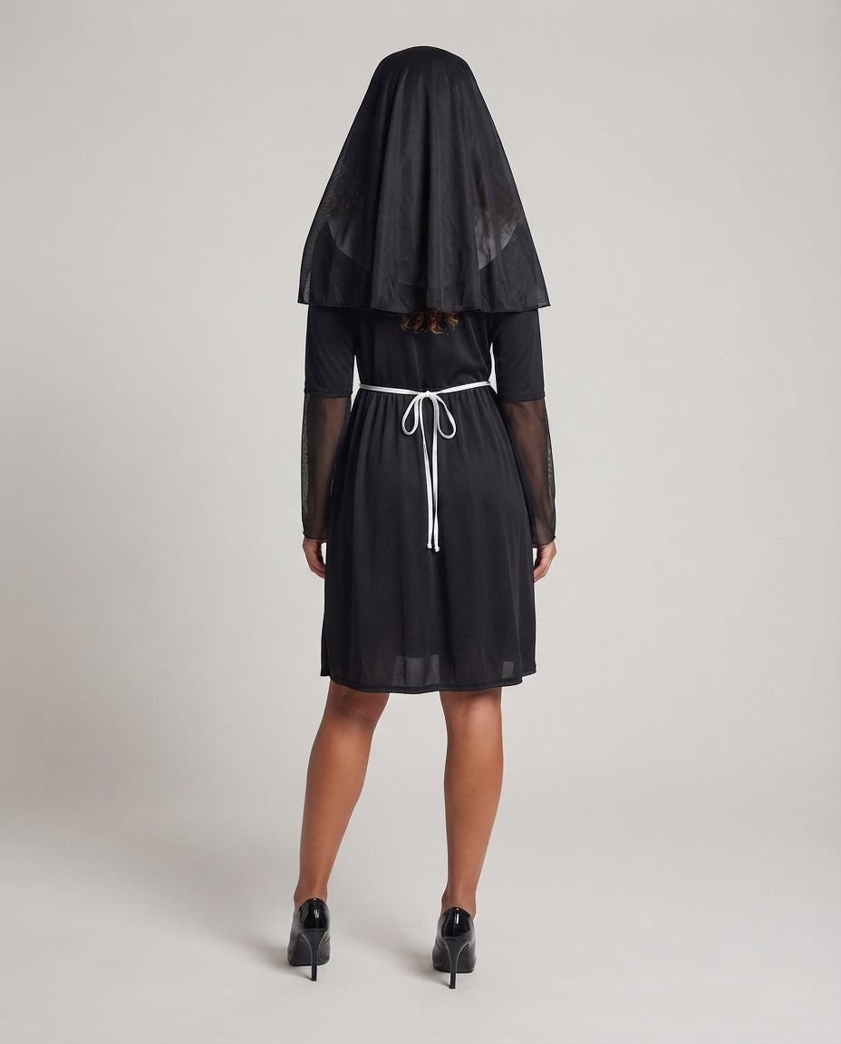 Damen Nonnenkostüm mit transparenten Ärmel-Puffdetail Shop Nory