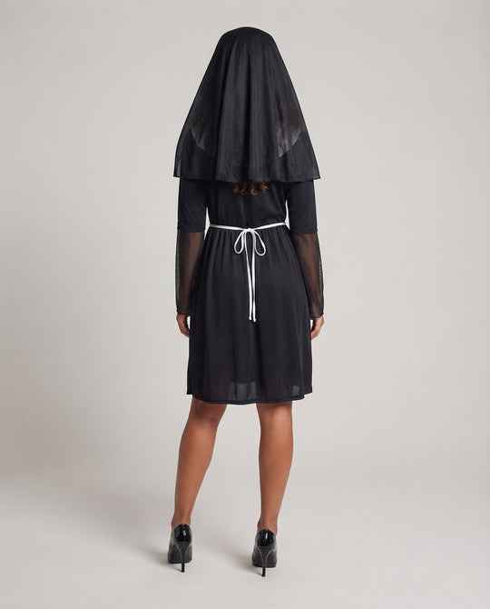 Damen Nonnenkostüm mit transparenten Ärmel-Puffdetail Shop Nory
