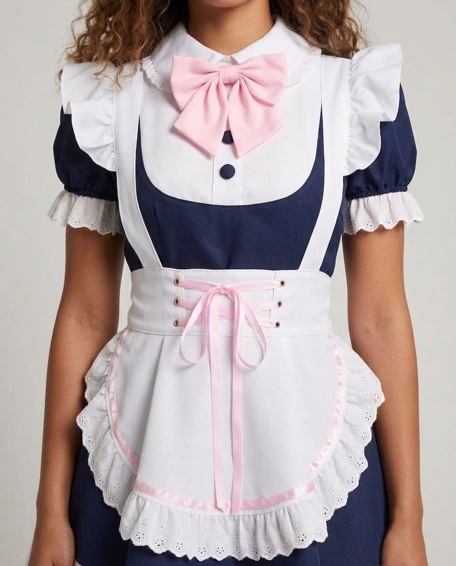 Damen Dienstmädchen-Kleid mit Rüschendetails und Haarschmuck Shop Nory