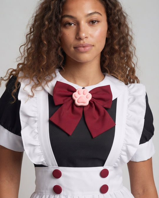 Damen verspieltes Dienstmädchen-Kleid mit Rüschendetails und schickem Schleifenakzent Shop Nory