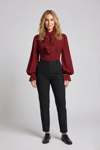 Damen Rüschbluse mit elegantem Kragenbereich Shop Nory