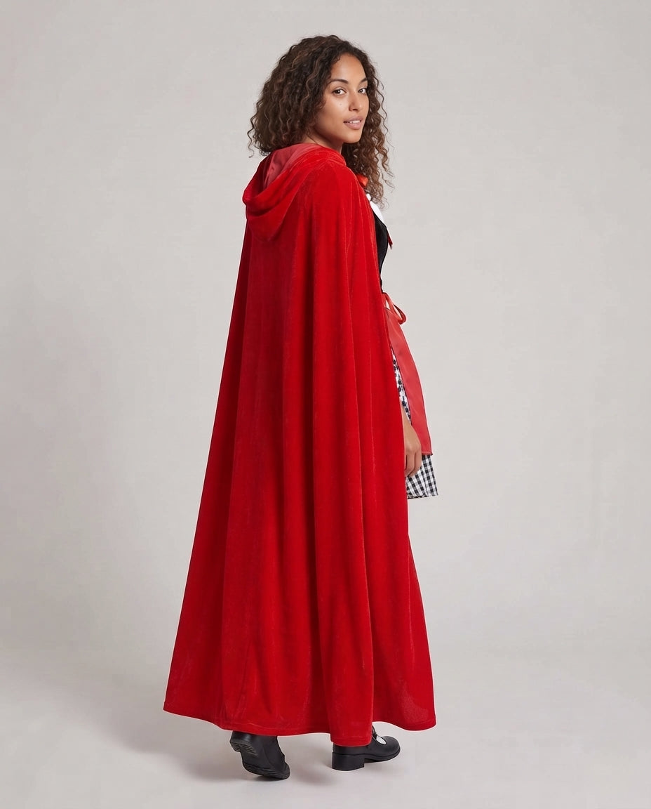 Damen Märchenhaftes Rotkäppchen Kostüm mit schimmerndem Überröckchen und detailverzierten Akzenten Shop Nory