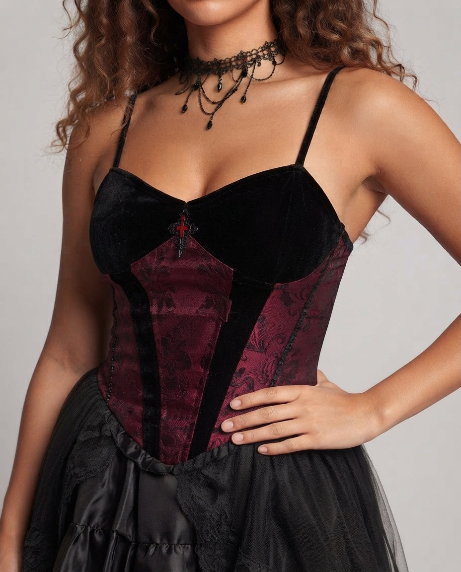 Damen Vampir-Kostüm mit luxuriösem Oberteil und voluminösem Rock Shop Nory