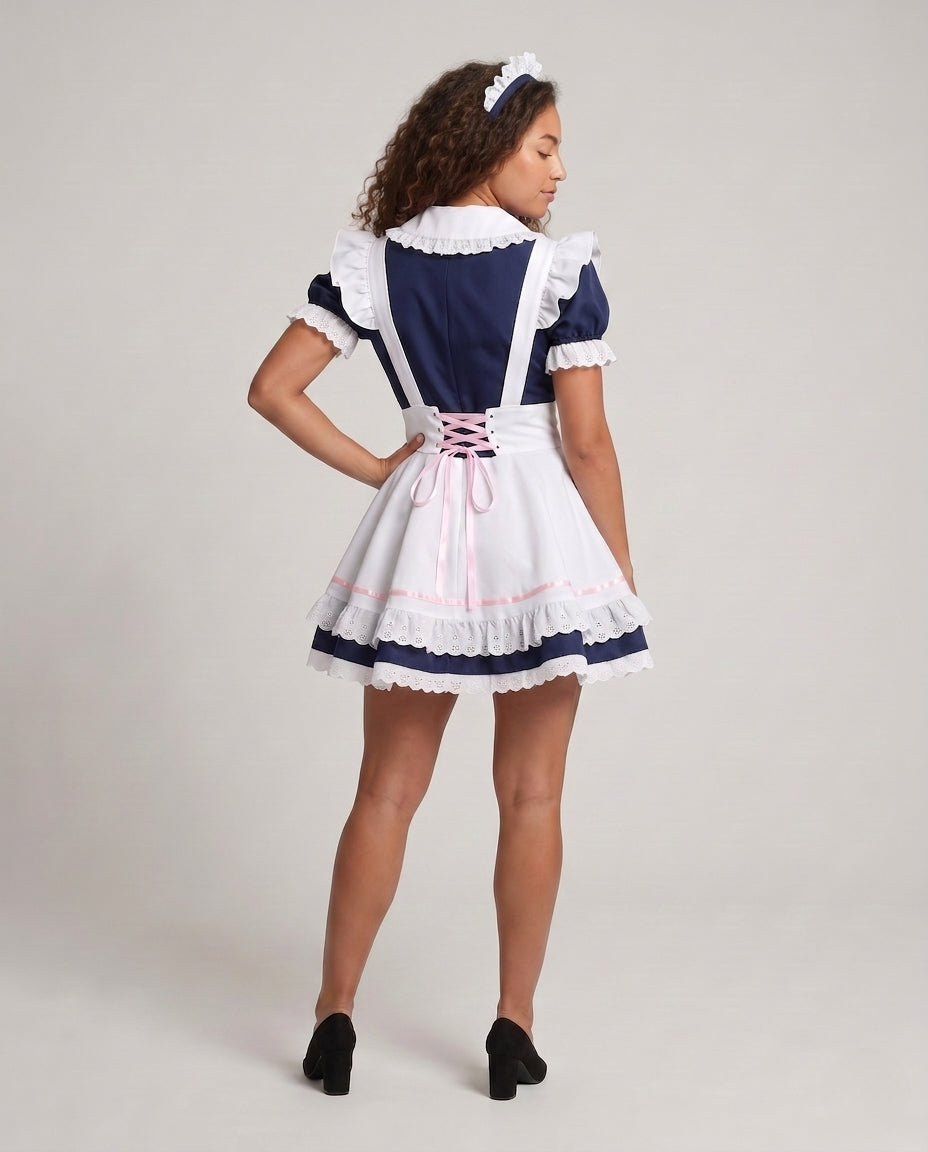 Damen Dienstmädchen-Kleid mit Rüschendetails und Haarschmuck Shop Nory