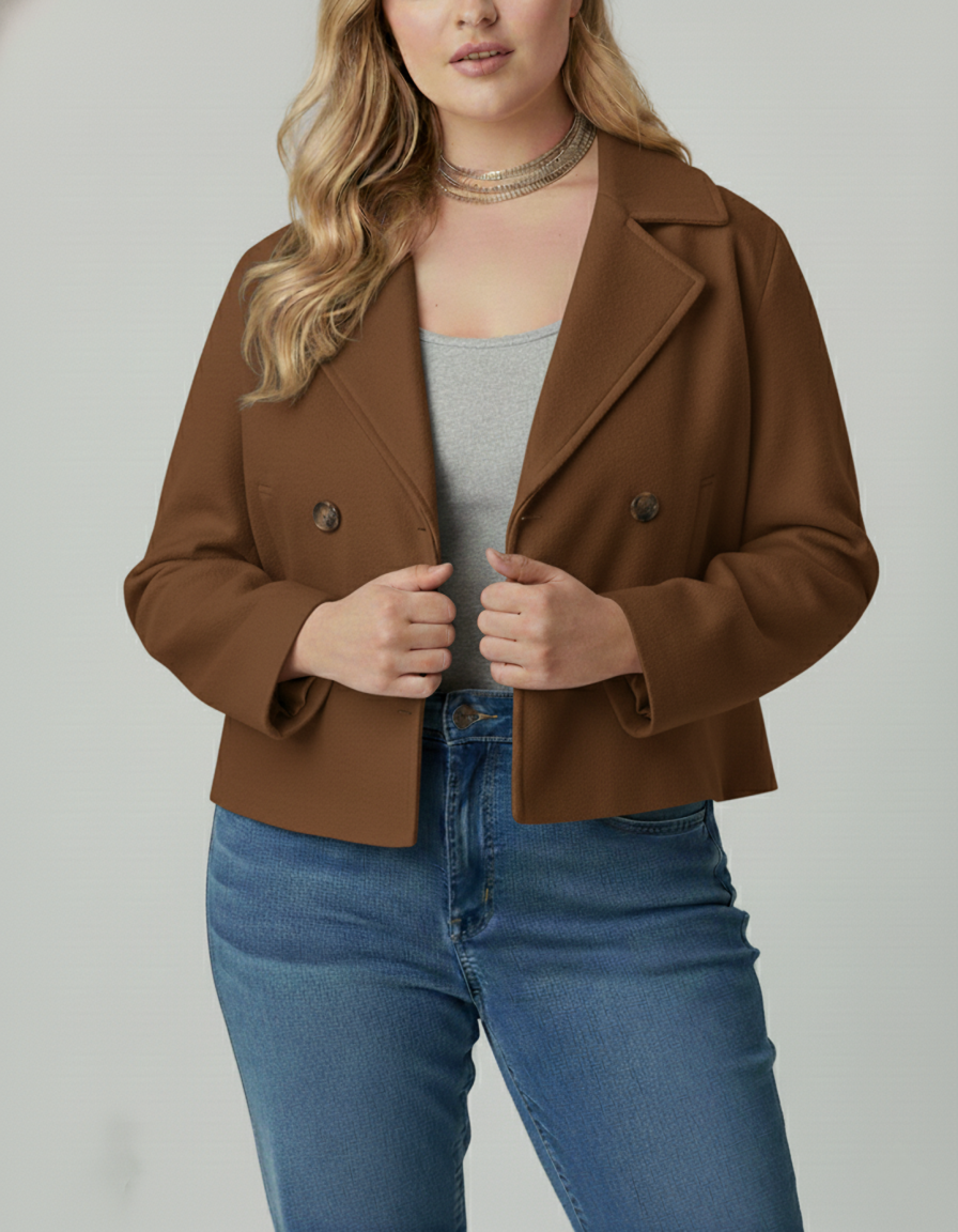 Kurzer Woll-Look Peacoat für Damen – Große Größen