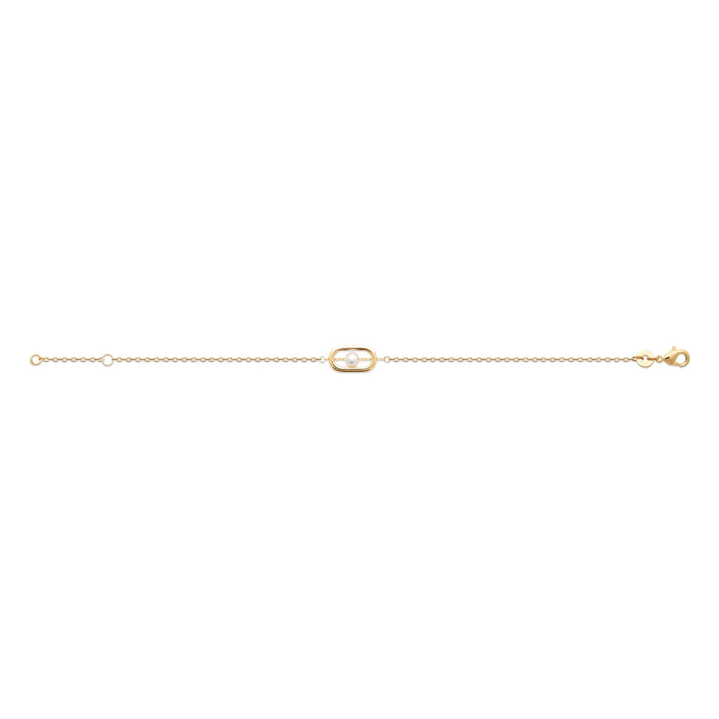 Geometric bracelet with white pearl - Gold-plated | Shop Nory