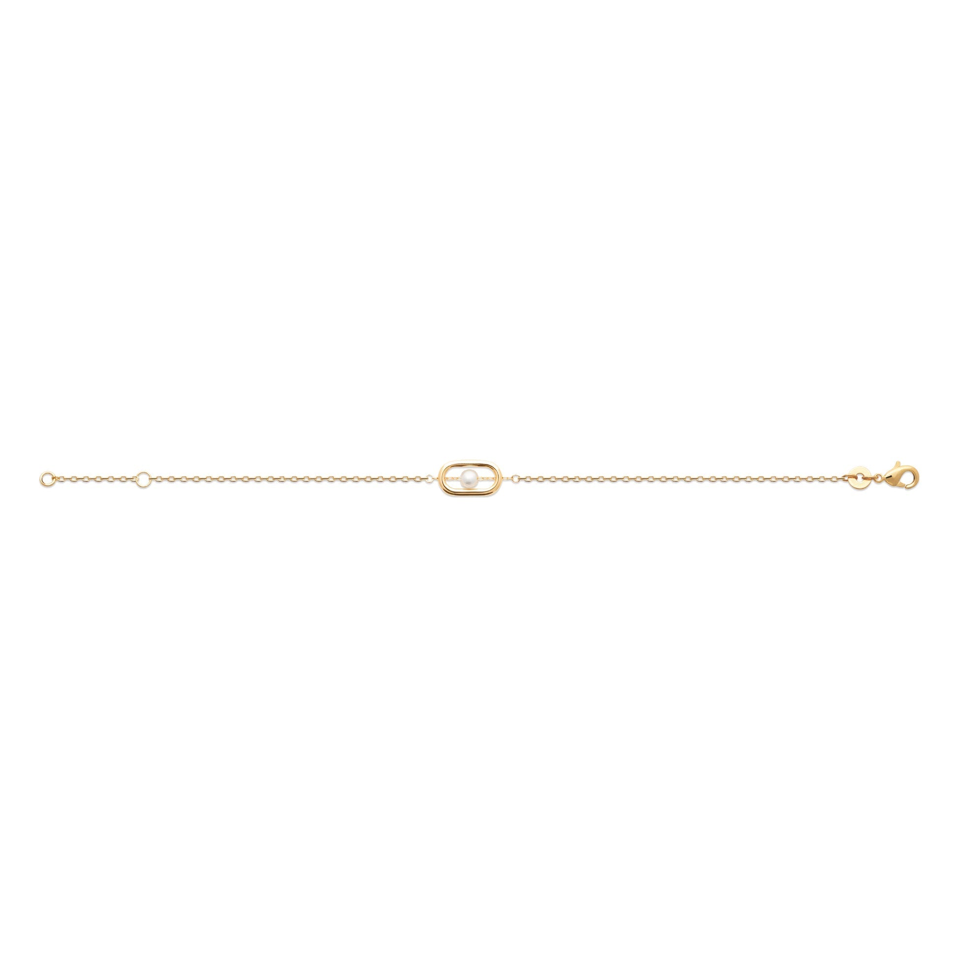 Geometric bracelet with white pearl - Gold-plated | Shop Nory