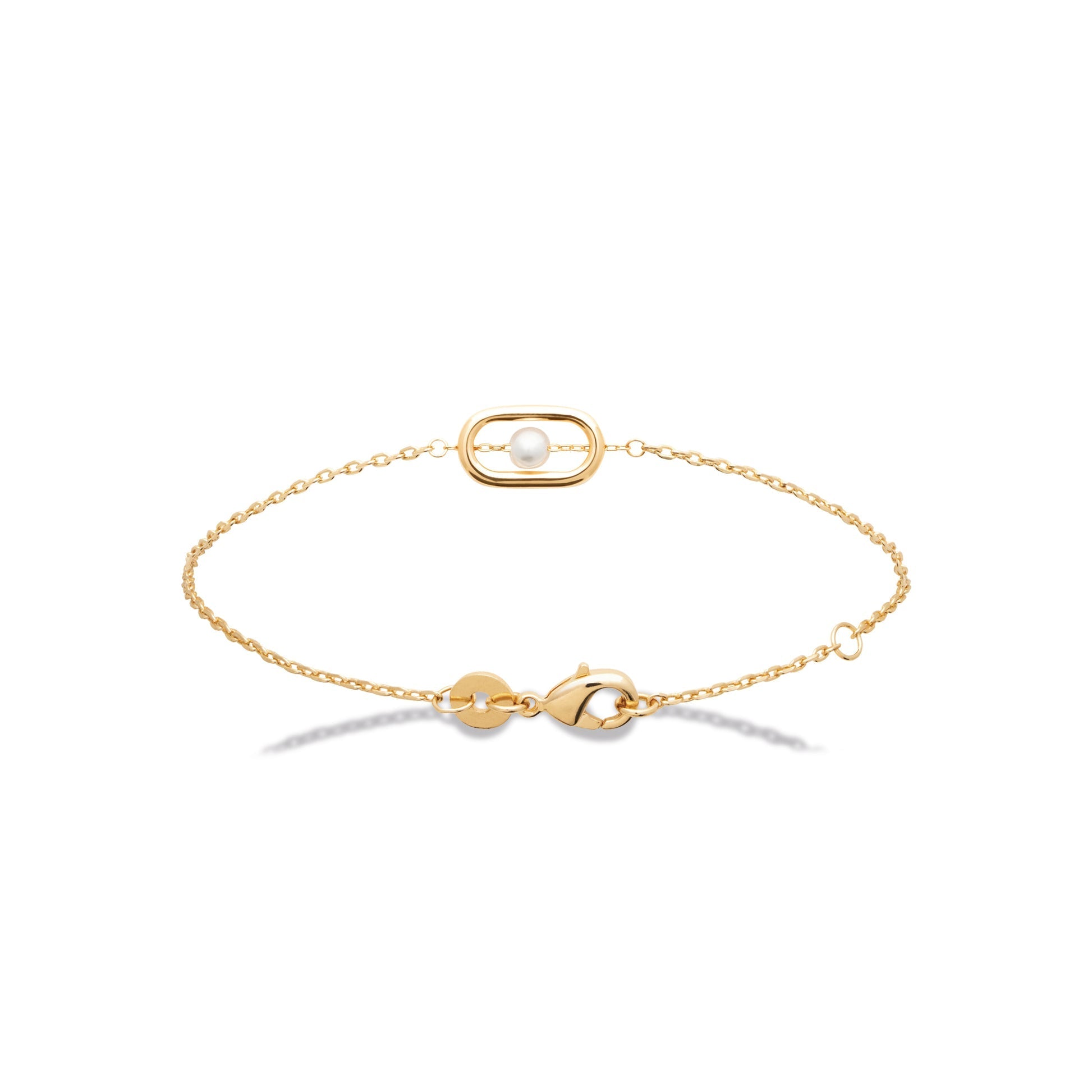 Geometric bracelet with white pearl - Gold-plated | Shop Nory