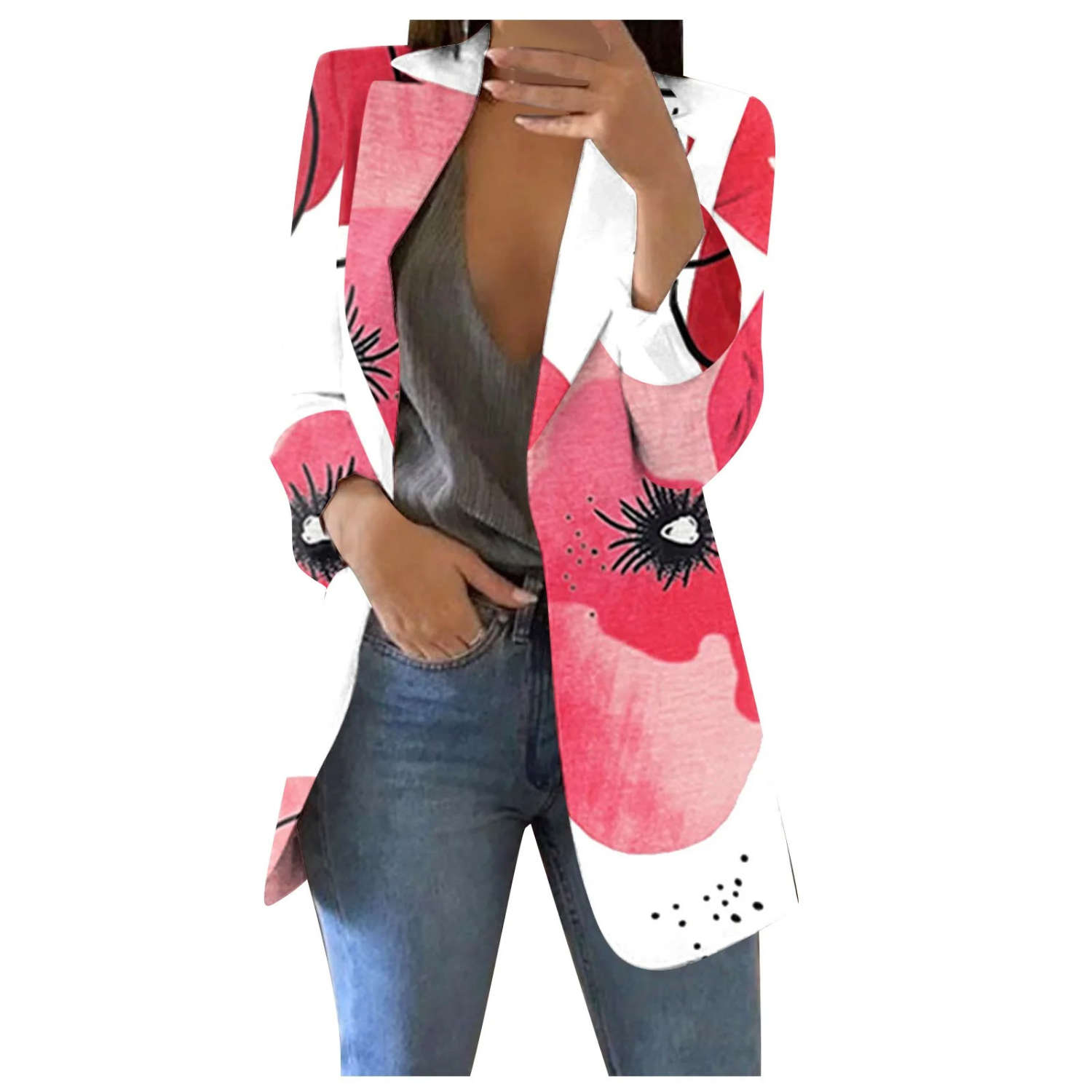 Bedruckte Damen-Cropped-Blazer
