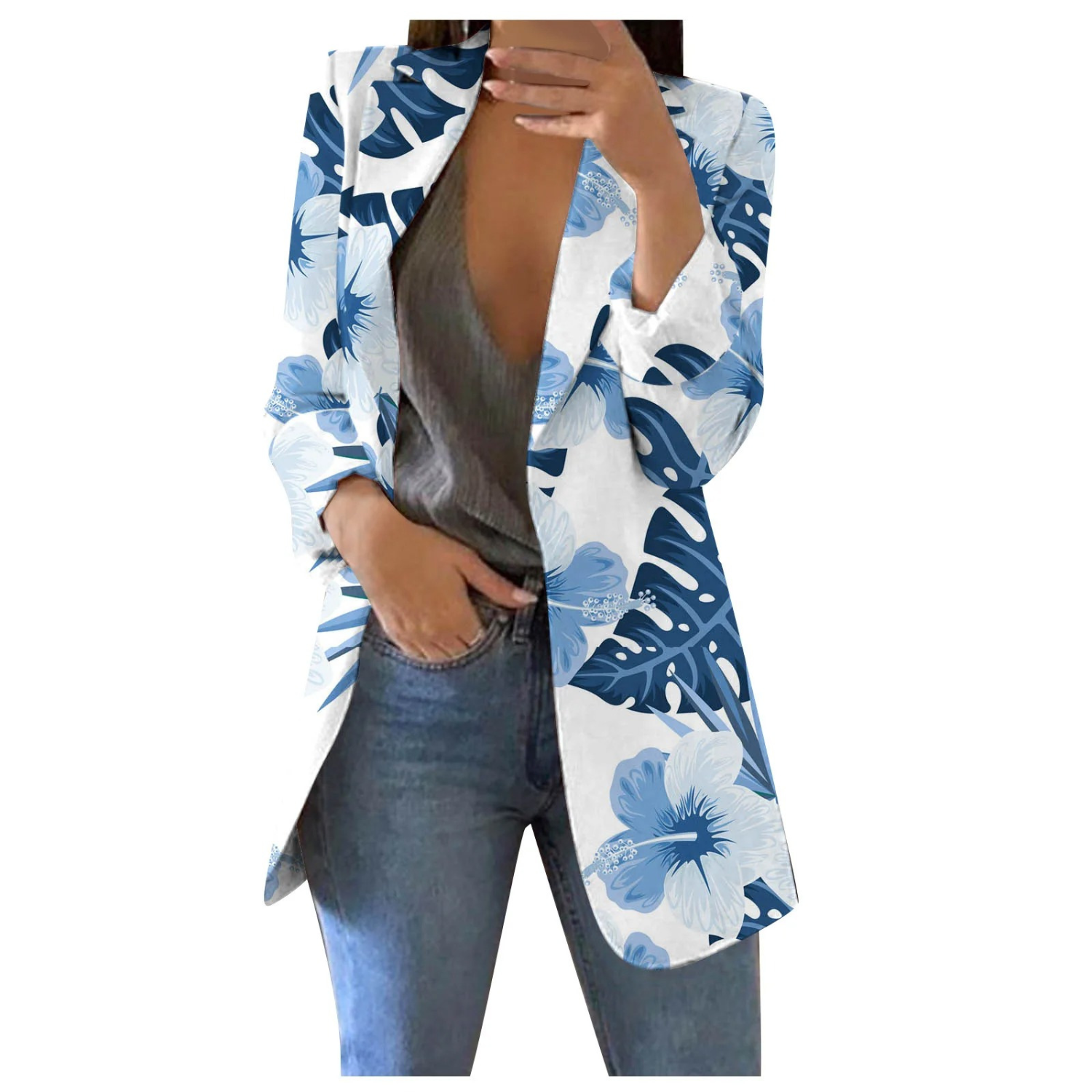 Bedruckte Damen-Cropped-Blazer