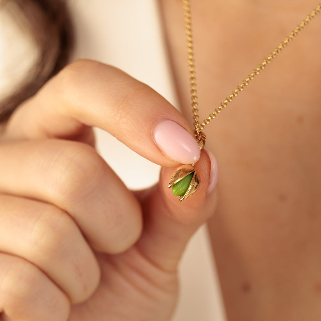 Gold Pistazien Charm Halskette | Shop Nory