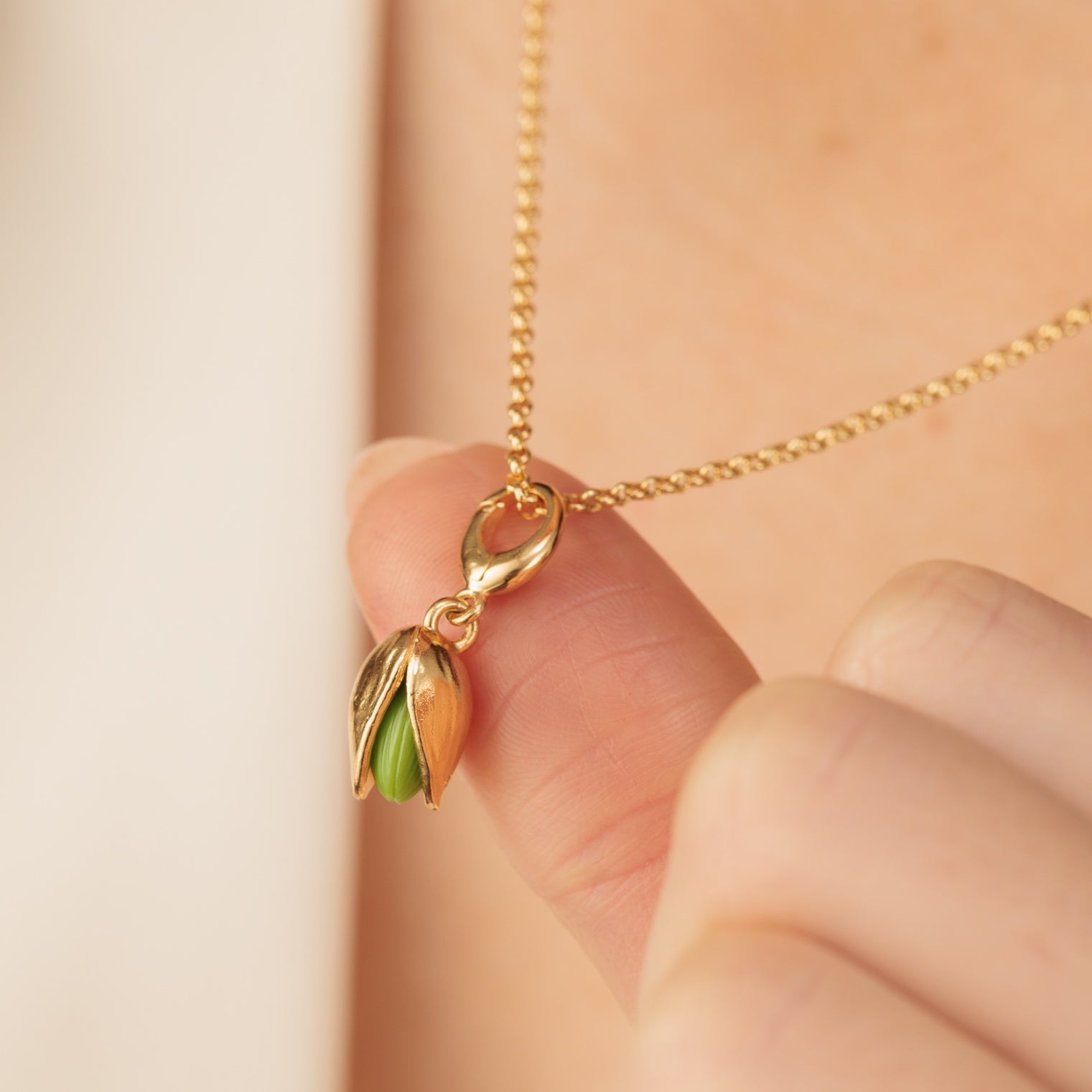 Gold Pistazien Charm Halskette | Shop Nory