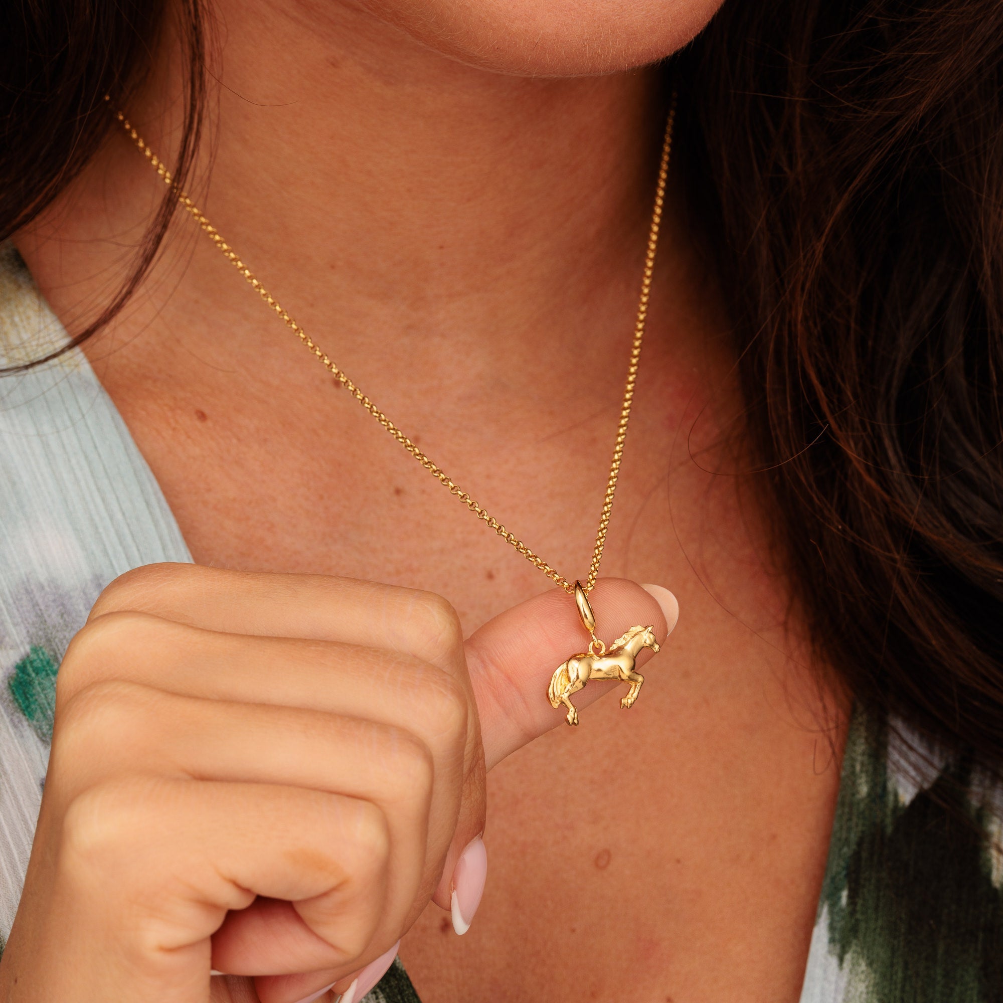 Gold Pferdecharme Halskette | Shop Nory