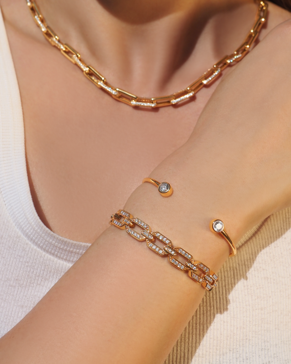 Luxe Hexa Crystal Gold Kettenarmband | Shop Nory