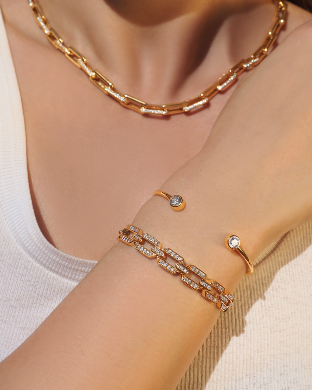 Luxe Hexa Crystal Gold Kettenarmband | Shop Nory