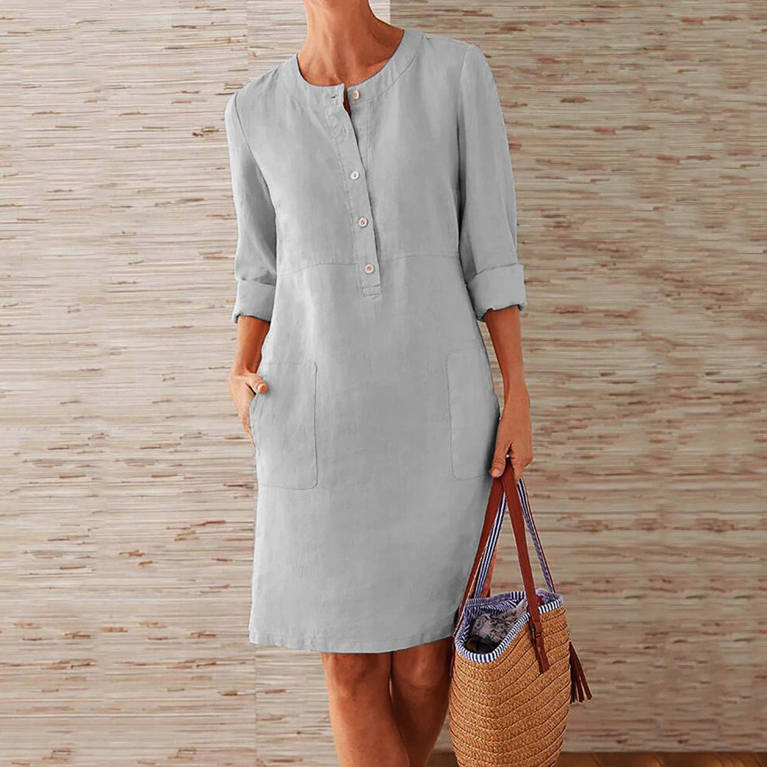 Langärmeliges Kleid aus Baumwolle