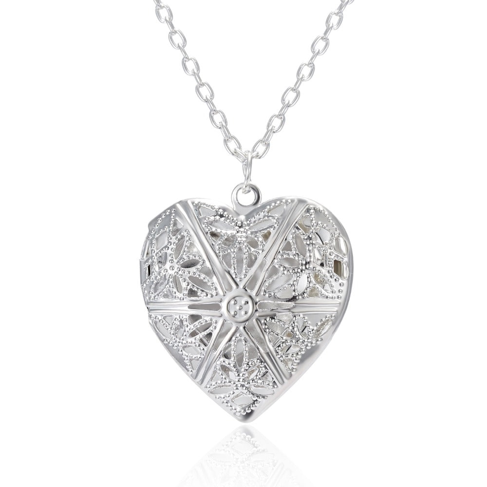 Damen Sterling Silber Herz Parfümspender Foto Locket Anhänger & Kette | Shop Nory